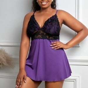 Purple and black chemise baby doll plus size NEW